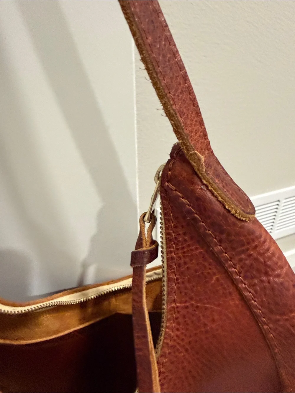 Portland Leather large crescent Classic Brown Leather Hobo Shoulder Bag